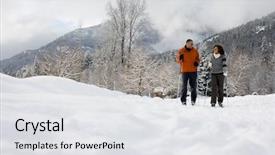  Presentation with racing - Amazing presentation theme having mature couple skiing backdrop and a white colored foreground