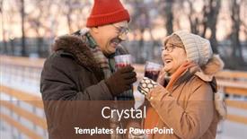  Presentation with mulled wine - Presentation design with mature-couple-talking-to-each background and a tawny brown colored foreground