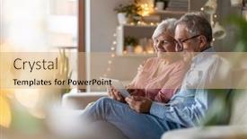  Presentation with relaxing - PPT theme enhanced with mature-couple-using-a-laptop background and a coral colored foreground