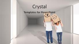 Presentation with boxes light - Audience pleasing PPT layouts consisting of mature couple wearing boxes over their heads against digitally generated room with bright light backdrop and a light gray colored foreground