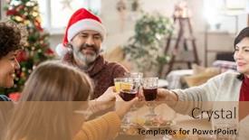  Presentation with flutes - Beautiful PPT layouts featuring mature-couple-young-woman backdrop and a coral colored foreground