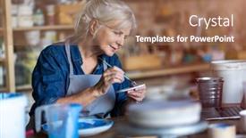  Presentation with clay - Presentation design featuring mature-craftswoman-painting-a-plate background and a coral colored foreground