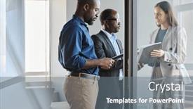  Presentation with secretary - PPT theme enhanced with mature-director-of-business-company background and a gray colored foreground