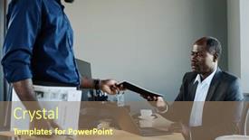  Presentation with director - Slides enhanced with mature-director-of-business-company background and a coral colored foreground