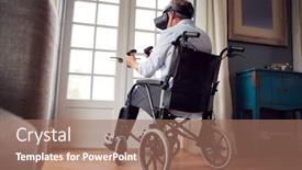  Presentation with wheelchair - Presentation consisting of mature-disabled-man-in-wheelchair background and a coral colored foreground