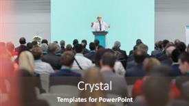  Presentation with audience - Slide deck featuring mature-doctor-giving-a-speech background and a tawny brown colored foreground