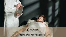  Presentation with lab coat - Presentation theme having mature-doctor-in-lab-coat background and a coral colored foreground