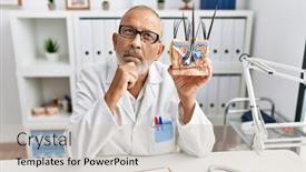  Presentation with skin doctor - Theme with mature-doctor-man-holding-model background and a  colored foreground