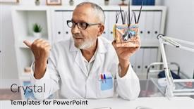  Presentation with human mouth - Slide set enhanced with mature-doctor-man-holding-model background and a light gray colored foreground