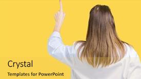  Presentation with medical hand - Presentation with mature doctor woman wearing medical background and a  colored foreground