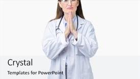  Presentation with medical robot hand and doctor - Presentation theme consisting of mature doctor woman wearing medical background and a lemonade colored foreground