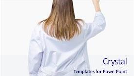  Presentation with medical hand - Slide deck with mature doctor woman wearing medical background and a  colored foreground