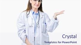  Presentation with medical smiling doctor - Cool new PPT layouts with mature doctor woman wearing medical backdrop and a  colored foreground