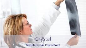  Presentation with photograph - Beautiful slide set featuring mature doctor woman with a x-ray photograph backdrop and a sky blue colored foreground