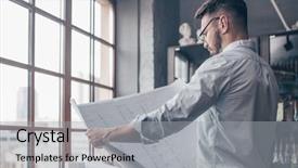  Presentation with engineering - PPT layouts with mature engineer with a drawing background and a light gray colored foreground