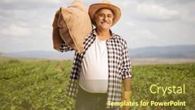  Presentation with grapevine - Presentation design having mature-farmer-carrying-a-burlap background and a tawny brown colored foreground