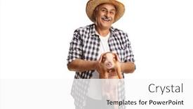  Presentation with pig - Presentation design featuring mature-farmer-holding background and a white colored foreground