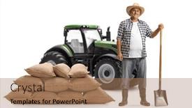  Presentation with tractor - Presentation enhanced with mature-farmer-with-a-shovel background and a coral colored foreground