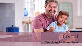  Presentation with father - Slide deck featuring mature-father-at-home background and a coral colored foreground