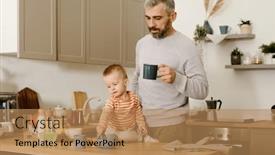  Presentation with tea coffee - Theme enhanced with mature-father-with-cup and a coral colored foreground
