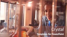  Presentation with college - Presentation theme having mature-female-college-student-studying background and a red colored foreground