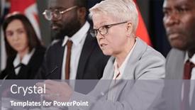  Presentation with foreign - Presentation theme having mature-female-delegate-talking background and a gray colored foreground