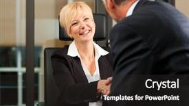  Presentation with notary - Theme featuring mature female lawyer or notary background and a dark gray colored foreground