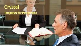  Presentation with counseling - PPT layouts consisting of mature female lawyer or notary background and a tawny brown colored foreground