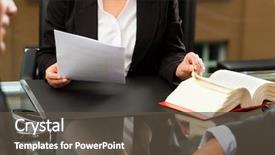  Presentation with notary - Slides having mature female lawyer or notary background and a tawny brown colored foreground