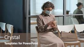  Presentation with waiting - Slide deck featuring mature-female-patient-in-casualwear background and a violet colored foreground