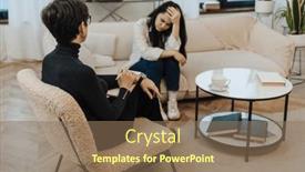  Presentation with writing notes - Presentation consisting of mature-female-psychologist-in-eyeglasses background and a  colored foreground