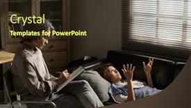  Presentation with stressed - PPT theme consisting of mature-female-psychologist-making-notes background and a tawny brown colored foreground