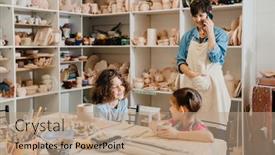  Presentation with teacher - Presentation theme enhanced with mature-female-teacher-talking background and a coral colored foreground