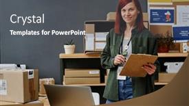  Presentation with volunteer - Presentation enhanced with mature-female-volunteer-with-document background and a dark gray colored foreground