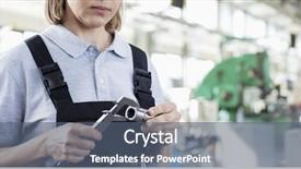  Presentation with mature female surgeon - Audience pleasing PPT theme consisting of mature female worker measuring metal backdrop and a ocean colored foreground