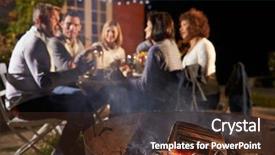  Presentation with friends - Theme having mature friends enjoying outdoor evening background and a tawny brown colored foreground