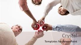  Presentation with toasting - Slides with mature-friends-toasting-wineglasses background and a coral colored foreground