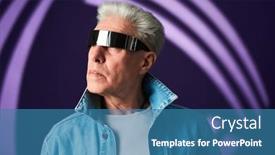  Presentation with denim - Presentation featuring mature-grey-haired-man background and a teal colored foreground