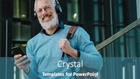  Presentation with listening - Slide deck enhanced with mature-grey-man-listening-music background and a teal colored foreground