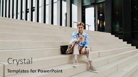  Presentation with grey - Presentation theme with mature-grey-woman-using-mobile background and a light gray colored foreground