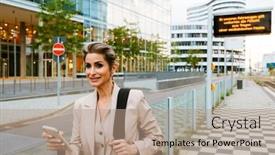  Presentation with bus stop - Presentation with mature-grey-woman-wearing-costume background and a  colored foreground