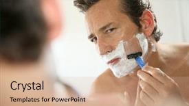  Presentation with shaving - Slide deck featuring mature handsome man shaving background and a coral colored foreground