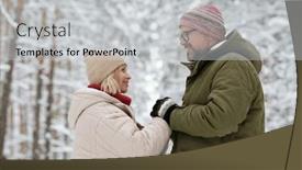  Presentation with tall - Presentation design having mature-heterosexual-couple-looking background and a light gray colored foreground