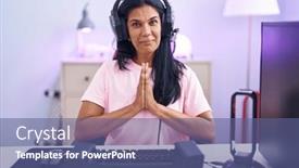  Presentation with forgiveness - PPT theme having mature-hispanic-woman-playing-video background and a ocean colored foreground