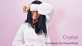  Presentation with blind - Presentation featuring mature-hispanic-woman-standing-over background and a  colored foreground