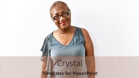  Presentation with glasses - Presentation design with mature-hispanic-woman-wearing-glasses background and a coral colored foreground