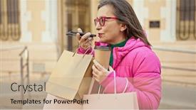  Presentation with voice - PPT theme consisting of mature-hispanic-woman-with-grey background and a soft green colored foreground