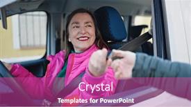  Presentation with car key - Presentation design enhanced with mature-hispanic-woman-with-grey background and a purple colored foreground