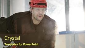  Presentation with hockey puck - PPT layouts featuring mature-hockey-player-in-sports background and a tawny brown colored foreground