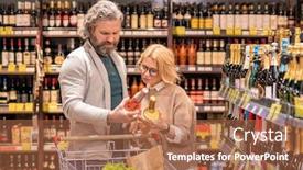  Presentation with alcoholic - Amazing PPT theme having mature-husband-and-wife backdrop and a coral colored foreground